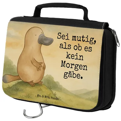 Produktbild von Mr. & Mrs. Panda Kulturtasche Schnabeltier Mut Design - Weiß - Geschenk, Raodtrip, Büro, Training, Kosmetiktasche, Neustart, Arbeit, kosmetiktäschchen, Kulturbeutel, Meer