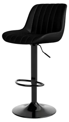 Produktbild von Drehbarer Barhocker mit Lehne, Höhenverstellbar aus Kunstleder, Moderner Küchenhocker, Schwarz