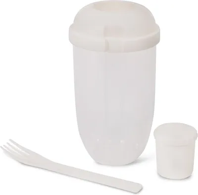 Productafbeelding van SENZA saladeshaker, wit, inclusief dressingbeker en vork