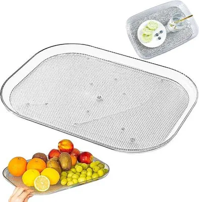 Zdjęcie produktu dla Uniqoos® – Obrotowa półka do lodówki – przezroczysta, prostokątna półka obrotowa o wymiarach 30 x 40 cm, obrotna półka na przyprawy i organizer do kuchni, 1 sztuka