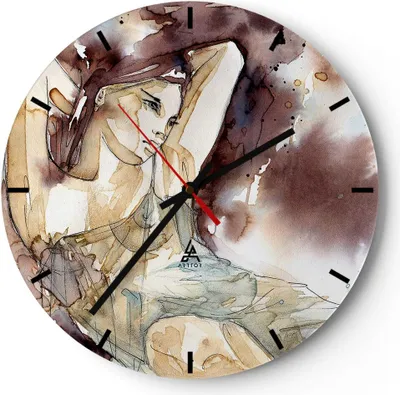 Produktbild von Wanduhr - Rund - Glasuhr - Frau Modell - 40x40cm - Schleichendes Uhrwerk - Lautlos - zum Aufhängen bereit - Dekoration Modern - Wanddekoration aus Glas - C3AR40x40-3552