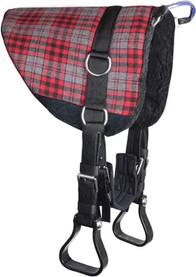 Productafbeelding van Zadelonderlegger Paard - Rijzadel Kussen - Paardrijden Comfort - Inclusief Beugels - Maat SH - Blauw Rood