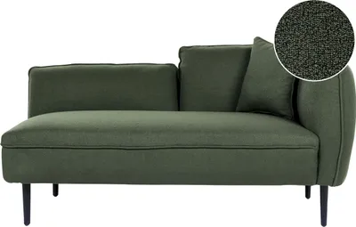 Zdjęcie produktu dla BELIANI Szezlong zielony tkanina boucle metalowe nóżki leżanka prawostronna z poduszką nowoczesne meble do salonu
