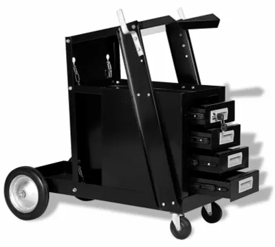 Productafbeelding van Laswagen - Laskar - Laswagen Opbergrek - Lastrolley - Werkbankwagen - Heavy-Duty Zwart Metaal