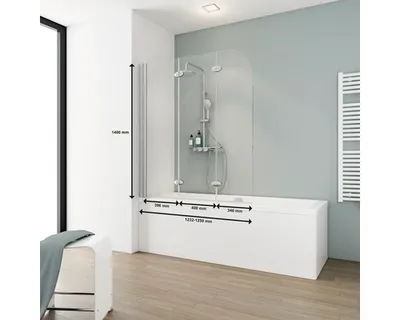 Produktbild von SCHULTE Badewannenaufsatz 3-teilig Komfort 125 x 140 cm Klarglas Profilfarbe aluminium D3354 01 50 1 140