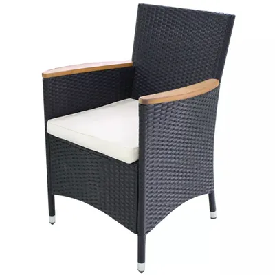 Image de vidaXL Chaises de jardin 2 pcs. avec coussins Poly rotin noir