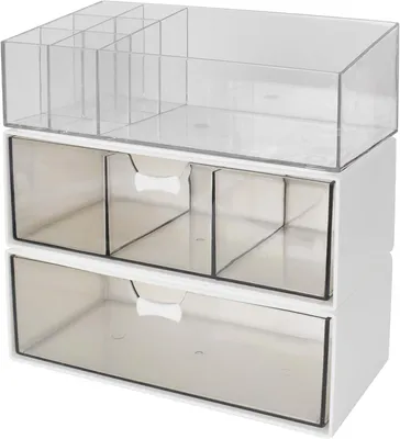 Produktbild von Dreistöckiges Aufbewahrungsmöbel mit Schubladen, multifunktionale Schminkbox für Schminktisch, Schlafzimmer oder Büro.