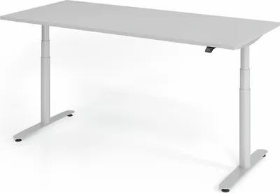 Zdjęcie produktu dla Biurko Hammerbacher z podstawą w kształcie litery T, elektryczne – 180 x 80 x 63–167 cm, regulacja wysokości.