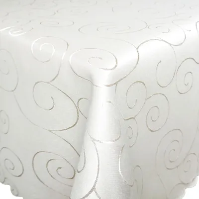 Produktbild von Ornamente Tischdecke OVAL 130x220 CREME Offwhite pflegeleicht bügelfrei fleckschutz