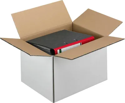 Produktbild von Nestler Wellpapp-Faltkartons 2-wellig weiß 44,3 x 32,3 x 27,8 cm Außenmaß, 20 St.