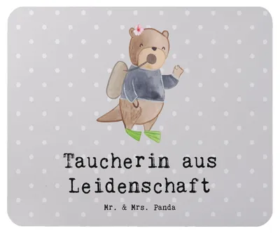 Produktbild von Mr. & Mrs. Panda Mauspad Taucherin Leidenschaft - Grau Pastell - Geschenk, Mouse Pad, Mousepad, mausteppich, computermatte, pc