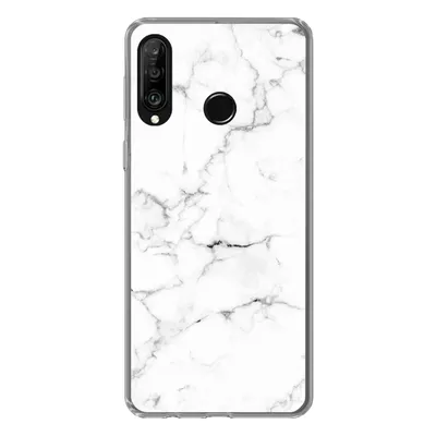 Produktbild von MuchoWow® Handyhülle Schutzhülle Hülle für Huawei P30 Lite Marmor - Weiß - Grau - Luxus - Marmoroptik - Strukturiert Silikon Softcase Handy Hülle - Handyhülle