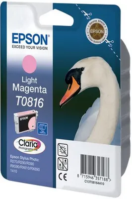 Produktbild von Epson T0816 Light Magenta Ink Cartridge (High Capacity), Hohe (XL-) Ausbeute, Helle Magenta, Tinte auf Pigmentbasis, 1 Stück(e)