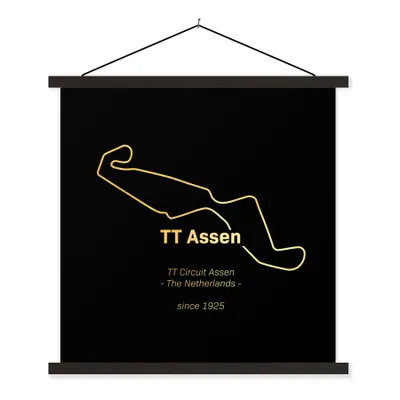 Produktbild von MuchoWow® Textilposter TT Assen - Gold - Niederlande 120x120 cm mit schwarzem Rahmen - Aufhängungsset