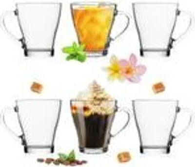 Produktbild von PLATINUX Kaffeegläser Teegläser mit Griff max.270ml Set 6-Teilig aus Glas Frühstücksgläser Kaffeeglas Trinkglas