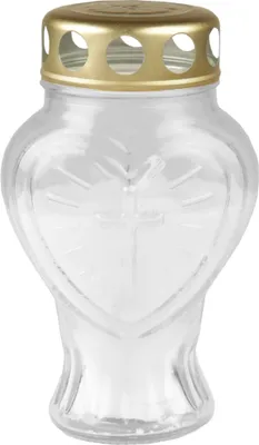 Produktbild von Grablicht Glas in Herzform ( Weiß ), Grabkerze mit ca. 30h Brenndauer