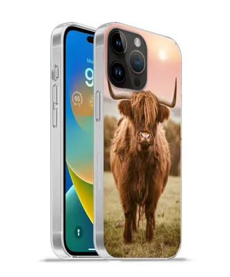 Produktbild von MuchoWow® Handyhülle Schutzhülle Hülle für Apple iPhone 14 Pro Max Schottischer Highlander - Sonne - Himmel Silikon Softcase Handy Hülle - Hardcover