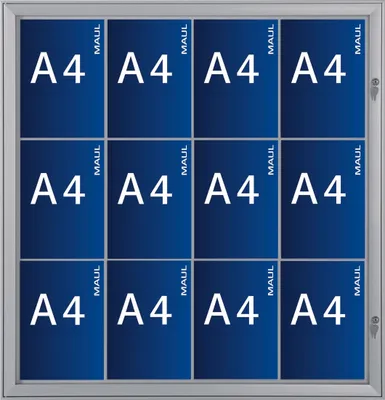 Immagine prodotto di Vetrina MAUL MAULexcite formato orizzontale 12 x A4 alluminio 100 x 95,6 x 2,8 cm argento
