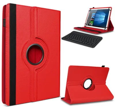 Produktbild von Tablet Hülle Tastatur Tasche 10 10.1 10.3 10.4 10.5 Schutzhülle Bluetooth CaseFarbe 360 Uni:Rot