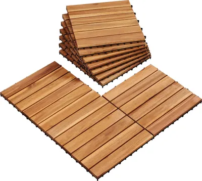 Produktbild von Yaheetech Terrassenfliesen Holzfliesen Akazie 30x30 cm 10er Set-0,96 m² Balkonfliesen Klicksystem Wetterfest Balkon Bodenbelag Gartenfliesen