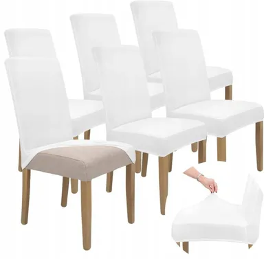 Produktbild von Stuhlhusse 6er Pack - Weiß - Universal - Stretch - Bezug für Stühle - Elasthan