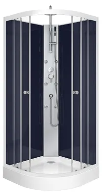 Zdjęcie produktu dla Kompletny prysznic MARWELL Kompletny prysznic Gotowy prysznic Night Blue 85 x 85 x 225 cm - okr?g?y prysznic z wej?ciem od przodu - kabina prysznicowa z wysokiej jako?ci profili aluminiowych - wysoko?? wej?cia 15 cm