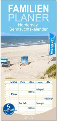 Produktbild von Familienplaner 2026 - Norderney Sehnsuchtskalender mit 5 Spalten (Wandkalender, 21 x 45 cm) CALVENDO