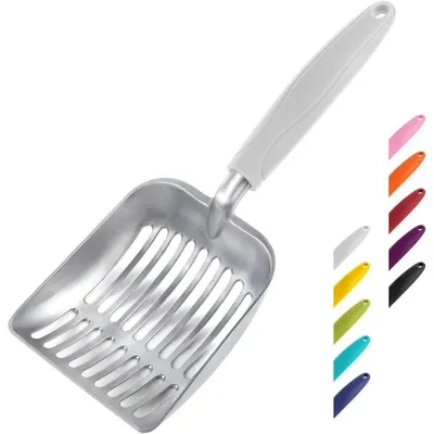 Produktbild von Katzenstreuschaufel Aluminiumlegierung Tiefe Schaufel Langer Griff Kotsieb 28 x 11 cm Grau