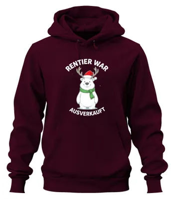 Zdjęcie produktu dla Reindeer was sold out funny Christmas polar bear antlers gift uni  bluza z kapturem, bordowy, XXL