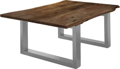 Produktbild von Couchtisch Baumkante 120 x 80 cm Akazie massiv + nussbaumfarben silber LUBIN