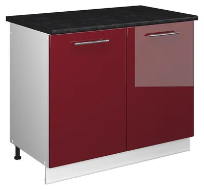 Produktbild von Spülenunterschrank Vicco Fame-Line Bordeaux Hochglanz/Weiß 100 cm, AP Anthrazit, Model 61917