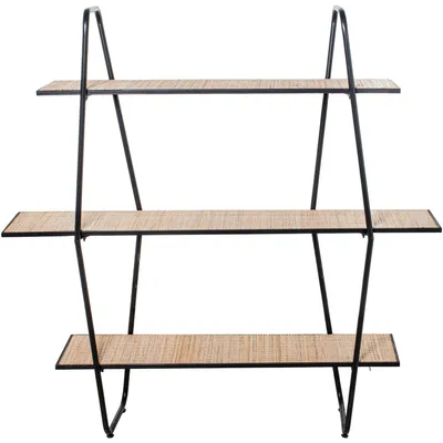 Standregal mit 3 Ablagen, Holz/Metall, 120x27x120 cm, Schwarz