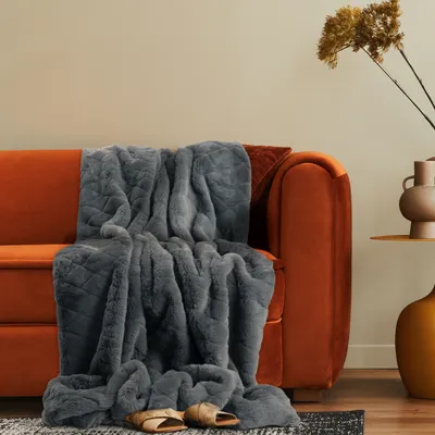 Produktbild von Deko Wohnzimmer Decke Kuscheldecke Tagesdecke Sofadecke Waschbar Schlafzimmer 150x200cm Anthrazit