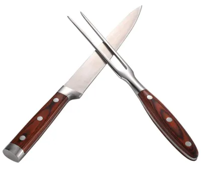 Edelstahl-Vleesmes- und Vorkenset, BBQ-Fleischmesser und -gabel