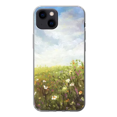 Produktbild von MuchoWow® Handyhülle Schutzhülle Hülle für iPhone 13 mini Sommer - Blumen - Ölfarbe Silikon Softcase Handy Hülle - Softcase
