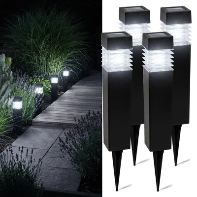 Produktbild von LUMILED Solarleuchten Garten 4er Set Solarlampen mit Erdspieß LED Solarlampe für außen Neutralweiß 4000K Solar Gartenleuchte 40cm Bodenleuchte