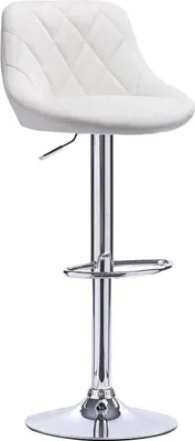 Obrázek produktu pro Designová barová židle - S opěradlem - Ergonomická barová židle - Nastavitelná výška 60-82 cm - Bílá - 1 kus