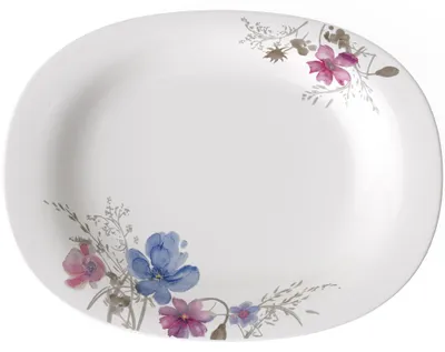 Imagen del producto de Plato de servicio básico Mariefleur Gris de Villeroy & Boch. Dimensiones: 340 x 260 x 32 mm. Número de artículo: 1041042916. Código EAN: 4003686238596