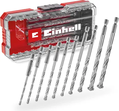 Obrázok produktu pre Einhell 108743 Tool steel Masonry twist drill bit set 10-piece 3 mm, 4 mm, 5 mm, 6 mm, 7 mm, 8 mm, 9 mm, 10 mm 1 Set