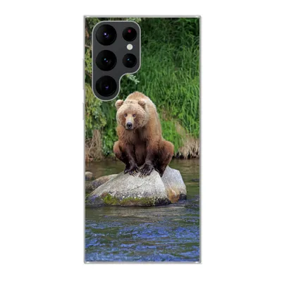 Produktbild von MuchoWow® Handyhülle Schutzhülle Hülle für Samsung Galaxy S22 Ultra Bär - Stein - Tier Silikon Softcase Handy Hülle - Abbildung