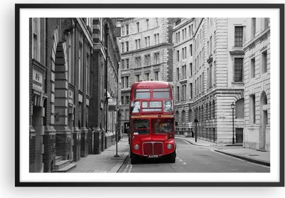 Produktbild von Gerahmtes Poster - Schwarzer Rahmen - Bus england urlaub london - 91,5x61 cm - Wand Bild - Wanddeko - Wandbilder - Wandposter - Bilderrahmen - Bilder - Kunstdruck - Wandbild - P2BAA91x61-2153
