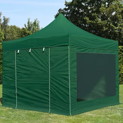 Obrázek produktu pro Nůžkový stan 3x3 m, ocel, vč. 4 bočnic tmavě zelená