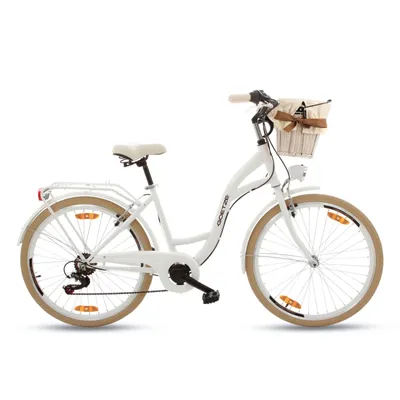 Produktbild von Goetze Mood 26 | 17 Zoll Alu City Bike Damen Fahrrad, Komfortrahmen, 6- Gang Shimano Tourney, V-Brake Bremsen, Korb mit Bezug!