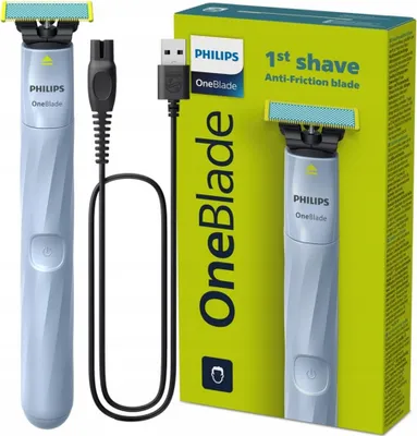 Produktbild von Philips Norelco OneBlade OneBlade 1st Shave QP1324/20 1st Shave, Folienschaber, Blau, Contour-following technology; Dual protection system, Replace every 4 months*; QP215, QP225, 0,33 Jahr(e), Akku