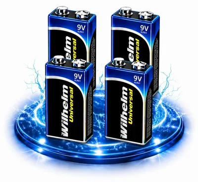 Produktbild von 4 x Wilhelm Universal 9V Block Batterien auch für 10 Jahres Rauchmelder geeignet Longlife Blockbatterie für maximale Lebensdauer 6LR61 9 Volt