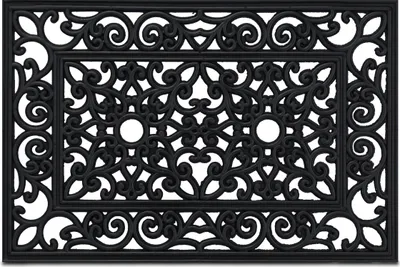 Image de Tapis d'entrée en caoutchouc Relaxdays, paillassonReproductioné, 60 x 40 cm, tapis pour l'intérieur et l'extérieur, paillasson antidérapant, noir