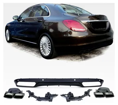 Produktbild von Heckdiffusor Sportoptik Schwarz für Mercedes W205 Limousine 14-18