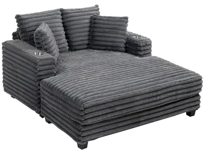 Productafbeelding van Chaise longue 2-zits slaapbank 134 x 151 cm met bekerhouder voor de woonkamer, grijs
