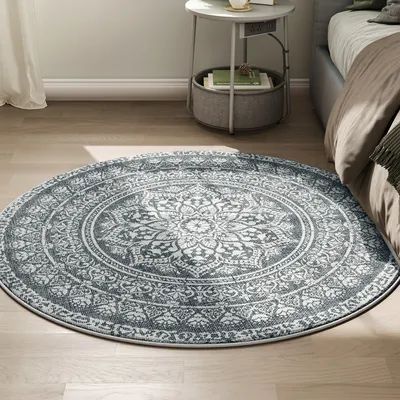Produktbild von SONGMICS HOME Teppich rund, 120 cm d, Wohnzimmerteppich, rutschfester Teppich, flauschig, Dekoration, für Wohnzimmer, Schlafzimmer, maschinenwaschbar