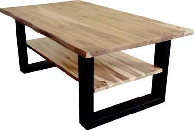 Produktbild von Couchtisch Baumkante 115 x 65 cm Akazie massiv + naturfarben lackiert schwarz PATRICK
